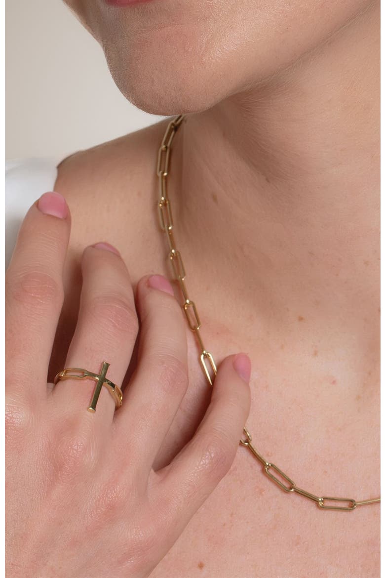 Chain Breaker Cross Statement Ring, Alternate, color, 18k Gold Plated
