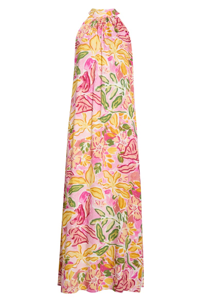 Floral Challis Maxi Dress, Alternate, color, PLUSH PINK