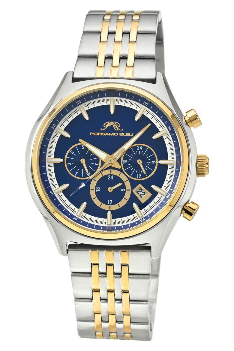 Charlie Chronograph Bracelet Watch, Main, color, TWO-TONE BLUE