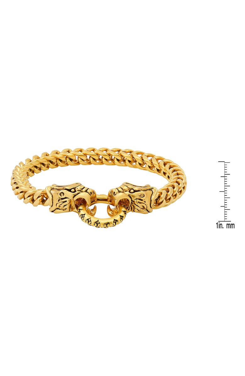 HMY JEWELRY 18k Gold Plated Stainless Steel Dragon Cuff Bracelet, Alternate, color, Yellow