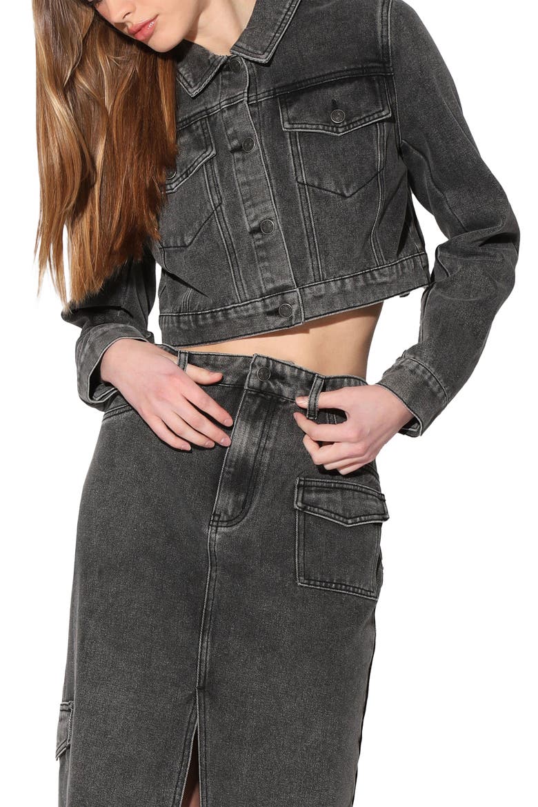 Tressa Crop Denim Jacket, Main, color, GREY WASH