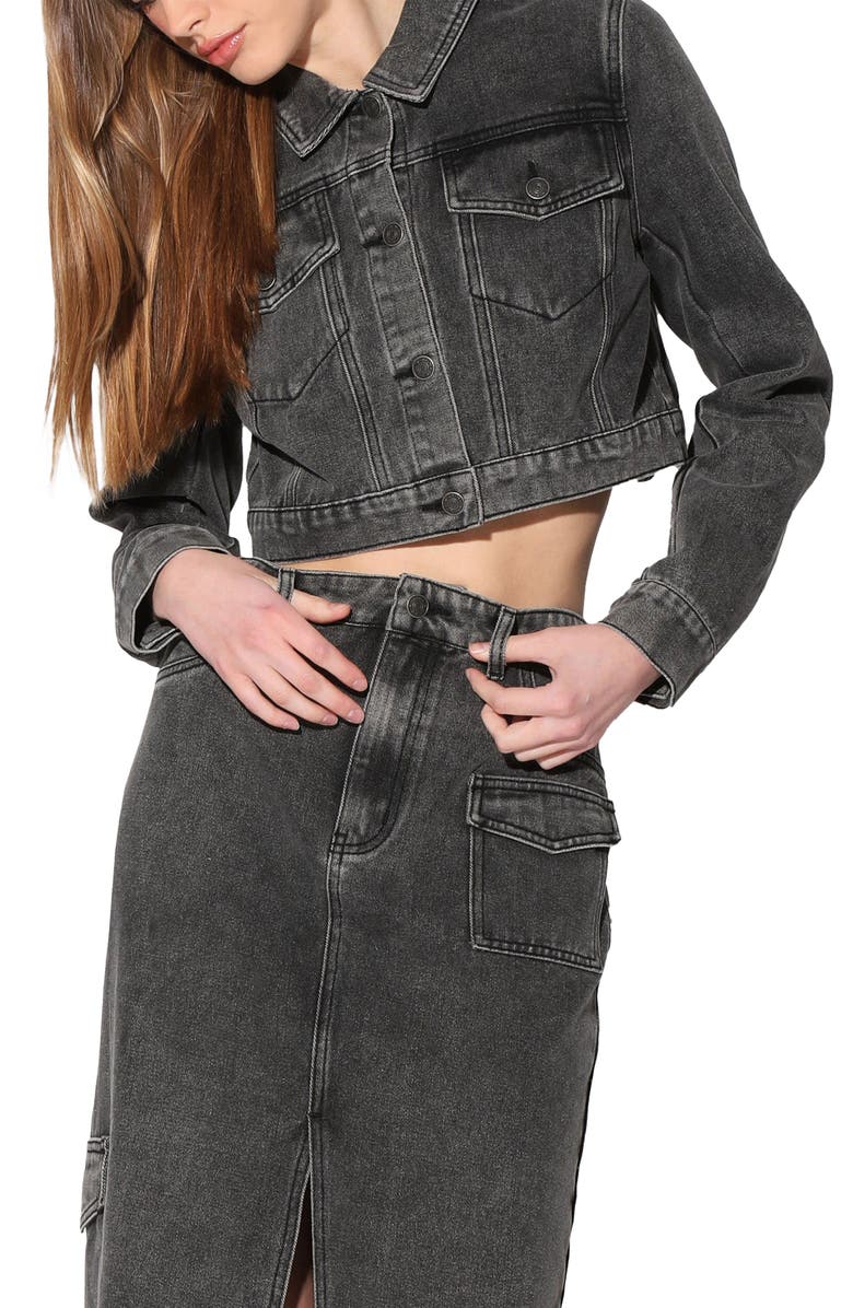 Walter Baker Tressa Crop Denim Jacket, Main, color, Grey Wash