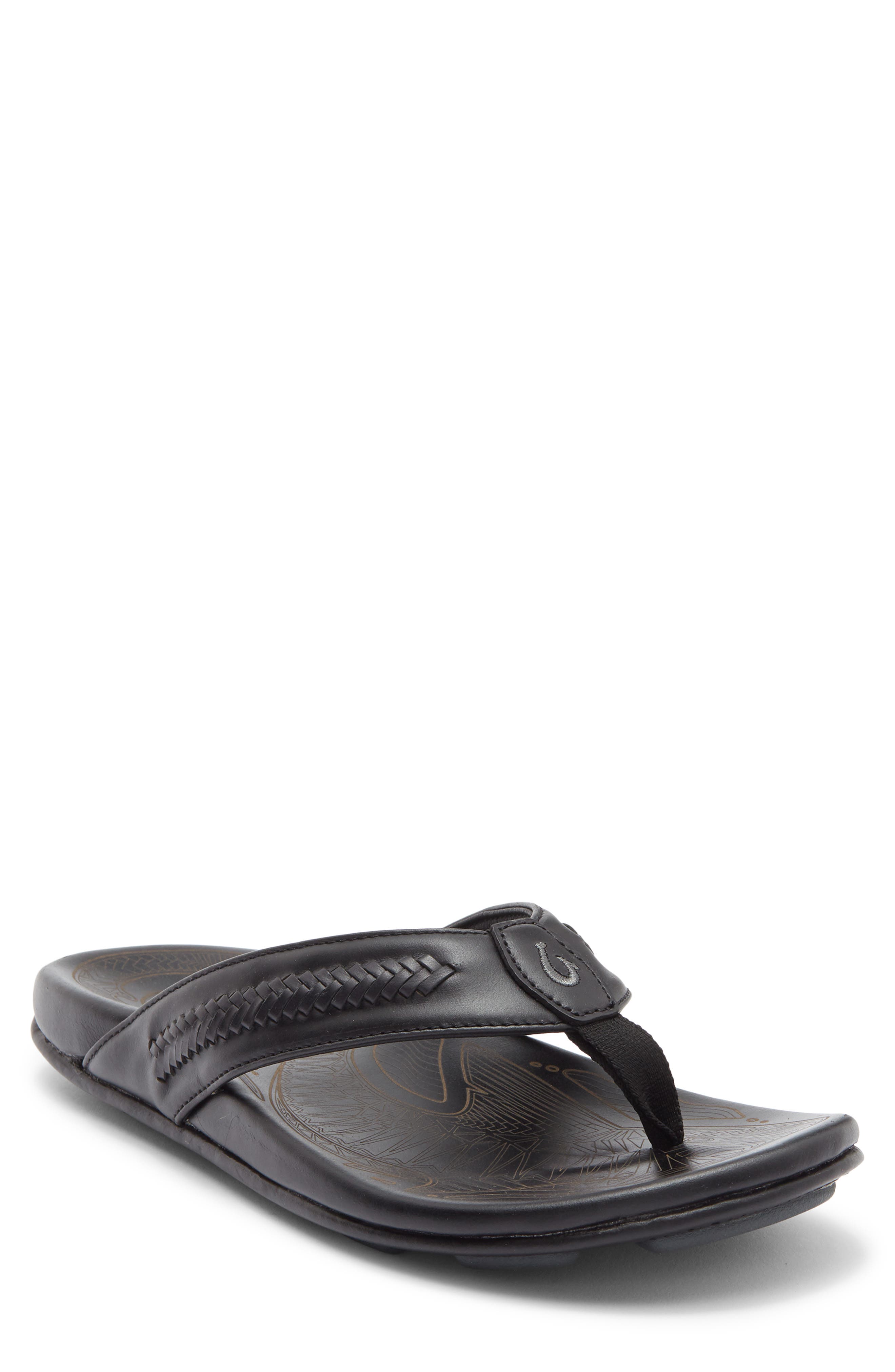 OluKai Mea Ola Mano Sandal, Main, color, Black / Dark Shadow