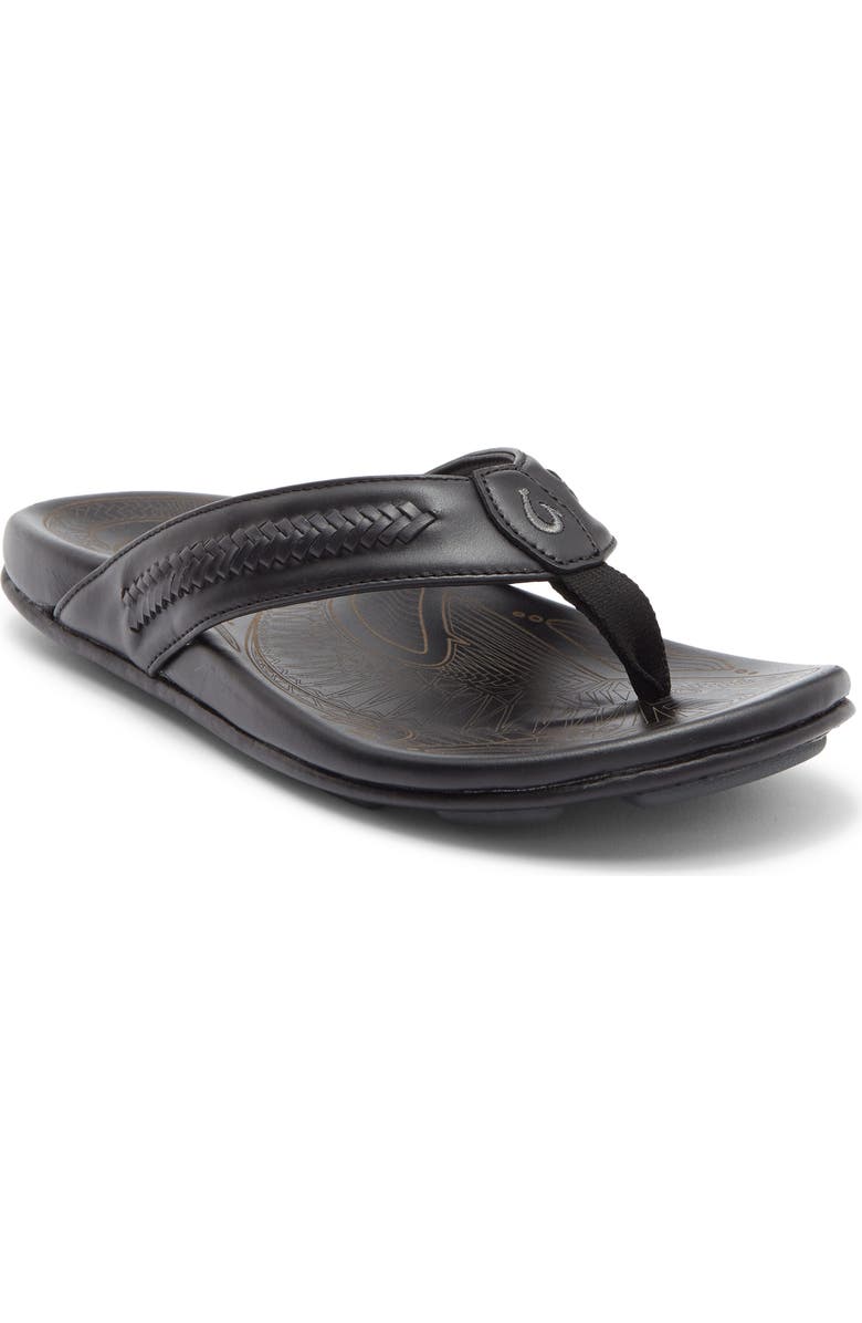 OluKai Mea Ola Mano Sandal, Main, color, Black / Dark Shadow