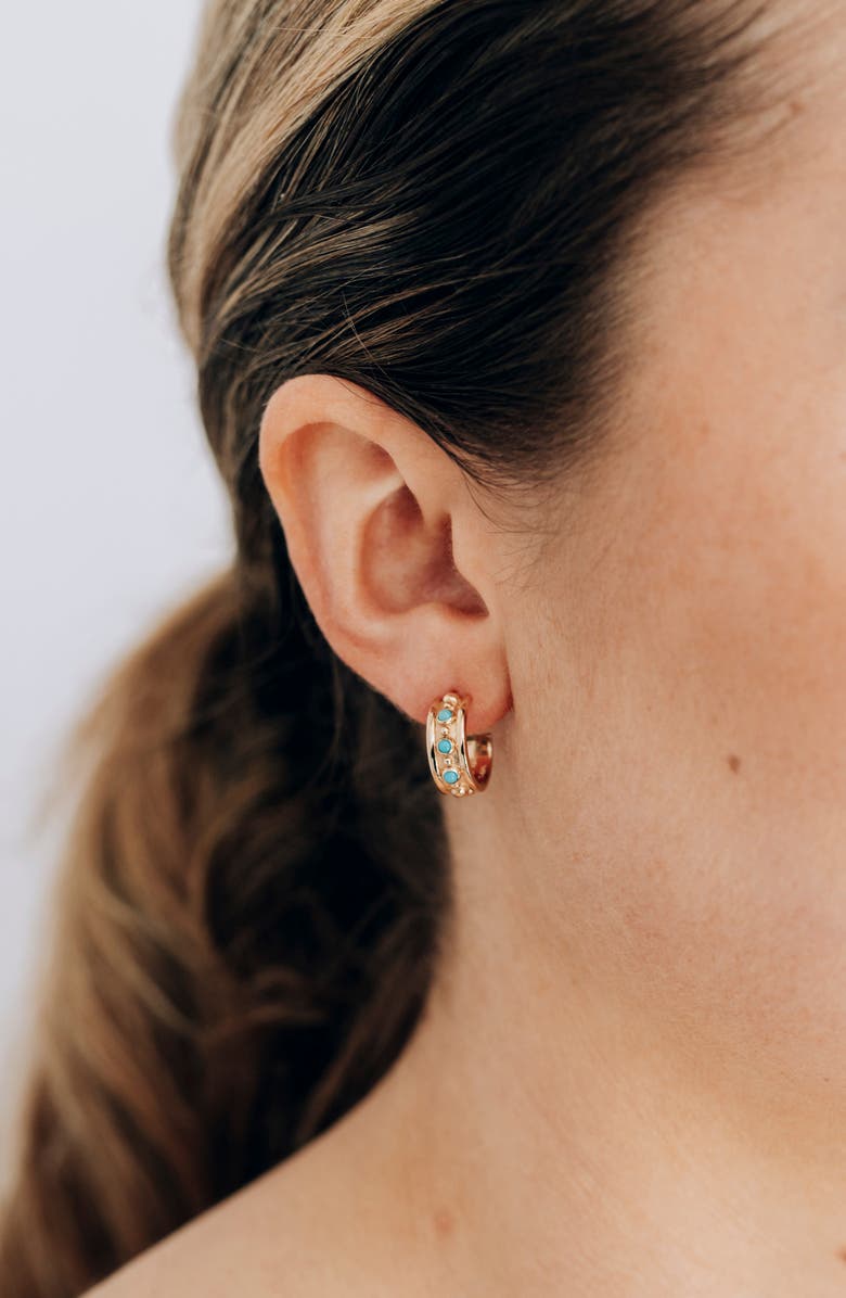 Anzie Dew Drop Marine Huggie Hoop Earrings, Alternate, color, Turquoise