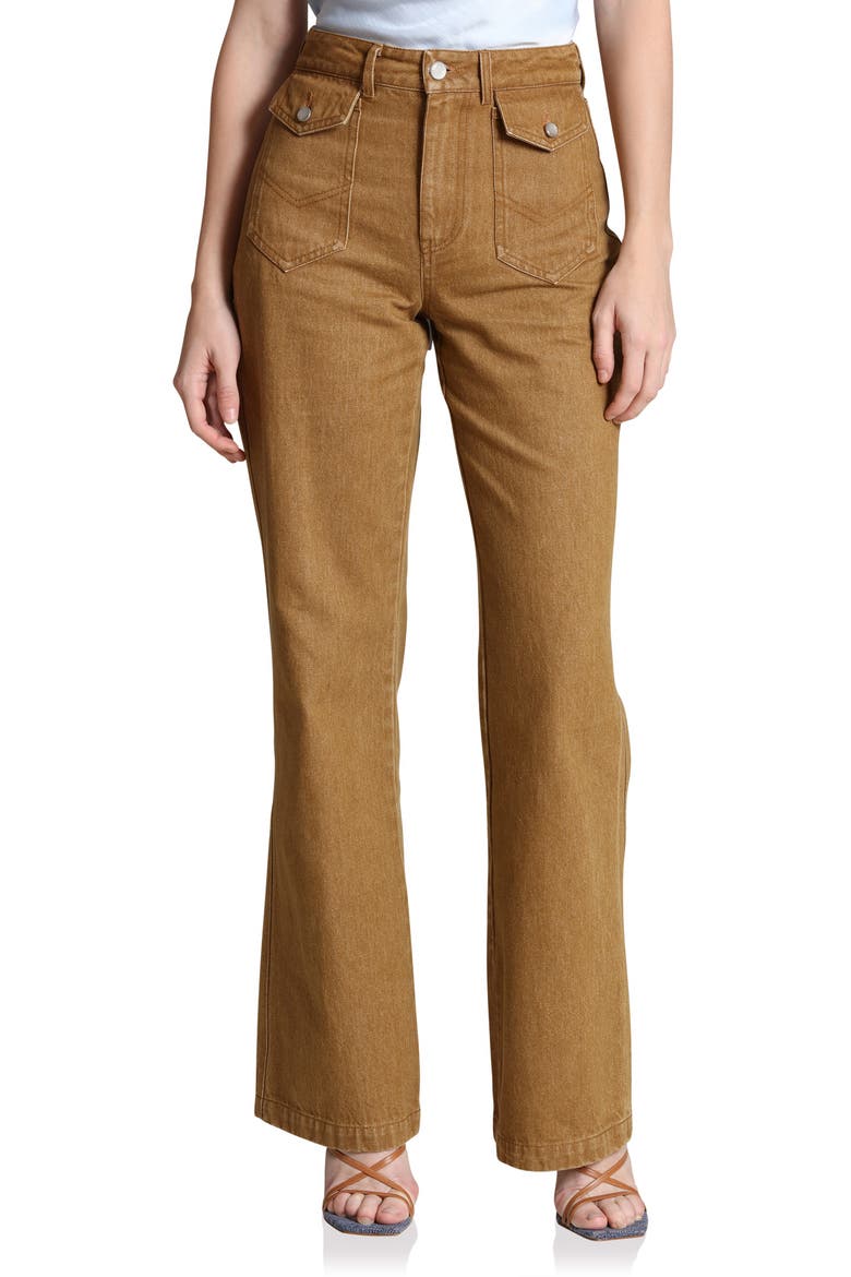Patch Pocket Flare Jeans, Main, color, CAMEL