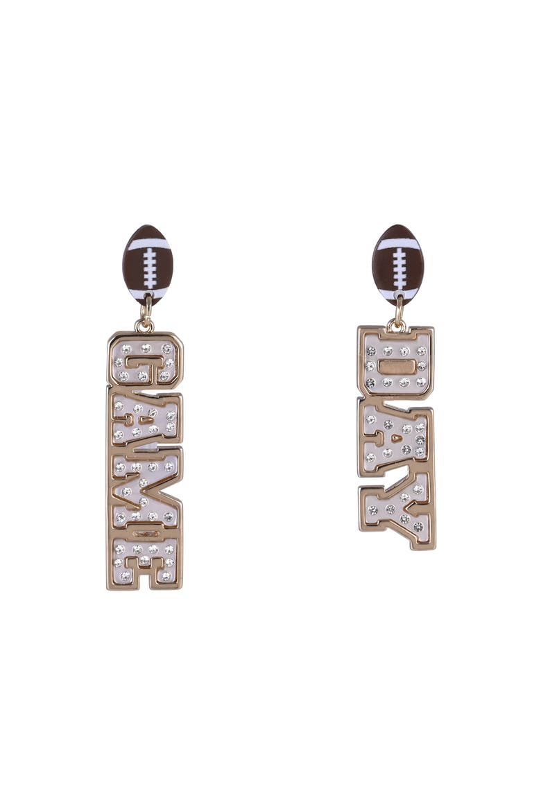 Game Day Stone Linear Earrings, Alternate, color, Brown