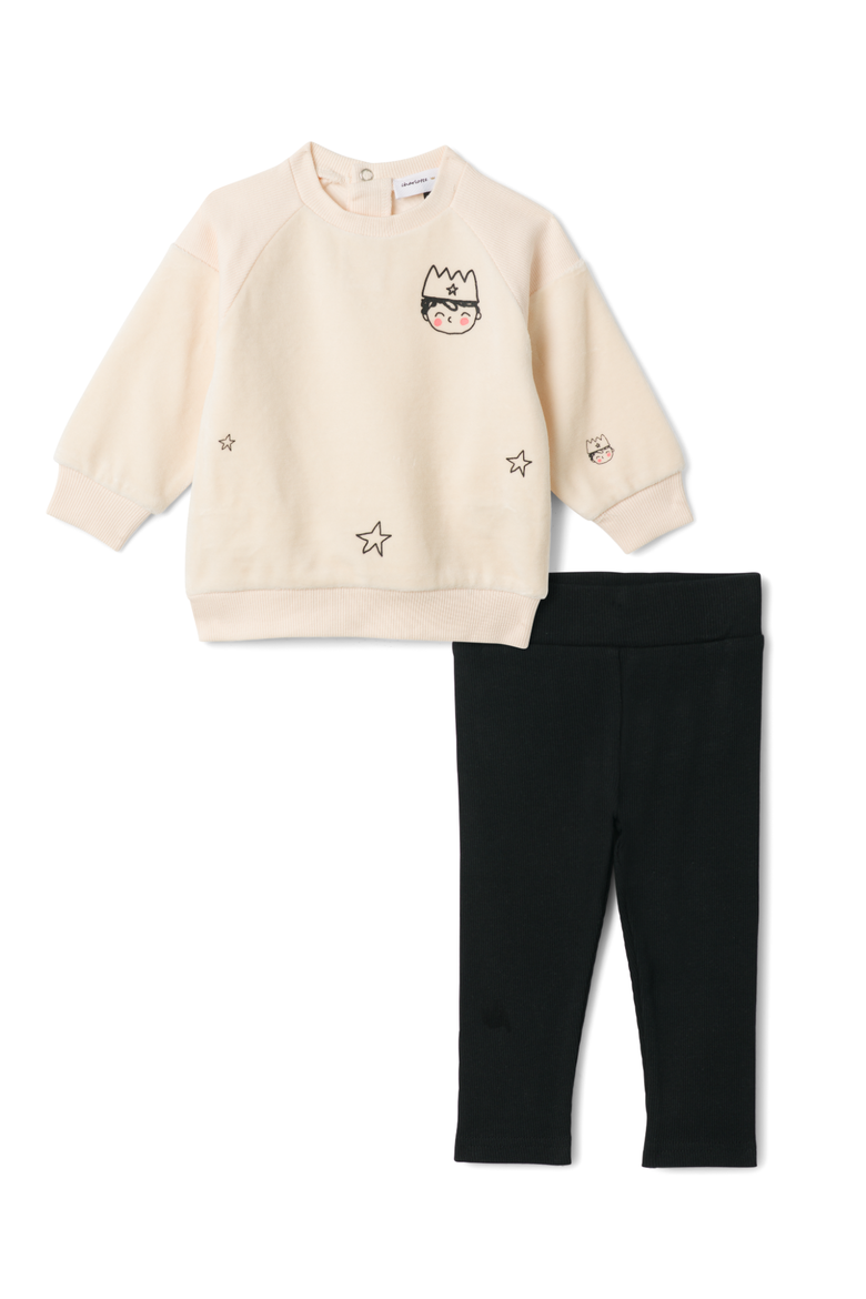Prince Print Sweatshirt and Leggings Set, Main, color, Cream