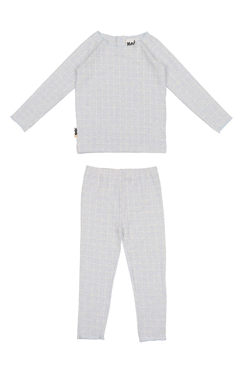Manière Box Pattern Stretch Cotton Top & Pants Set, Main, color, Blue