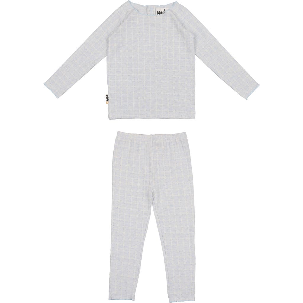 Manière Box Pattern Stretch Cotton Top & Pants Set in Blue  product