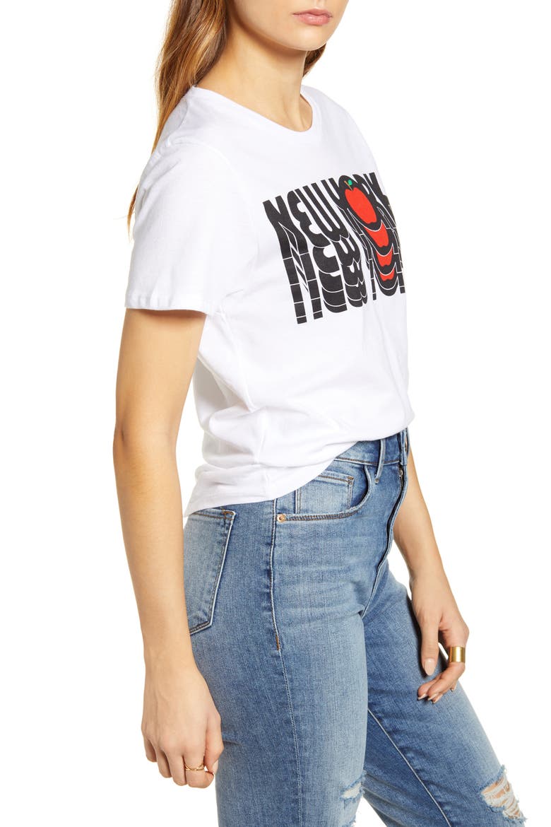 New York Apple Graphic Tee, Alternate, color, WHITE