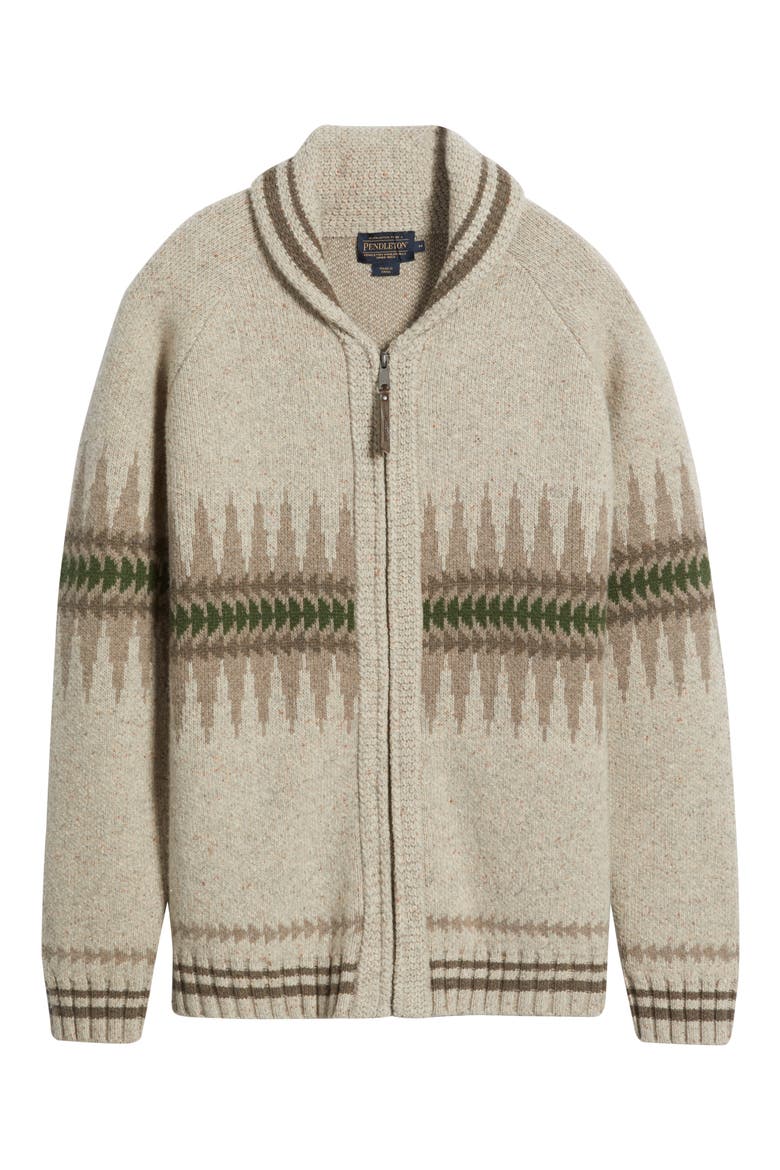Sawtooth Buck Lambswool Blend Zip Cardigan, Alternate, color, SAWTOOTH OATMEAL