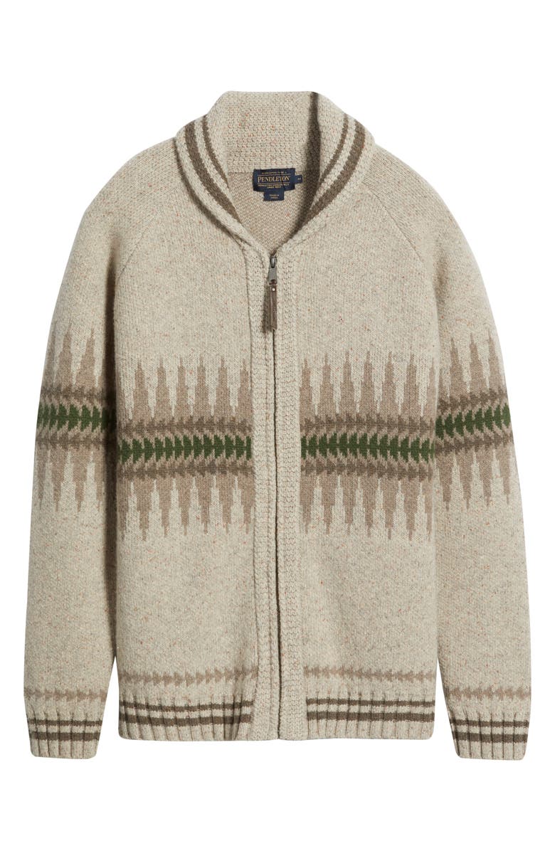 Pendleton Sawtooth Buck Lambswool Blend Zip Cardigan, Alternate, color, Sawtooth Oatmeal