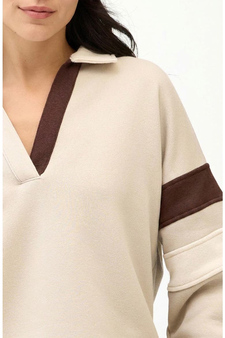 Lourdes Colorblock Fleece Sweatshirt, Alternate, color, OATMEAL/ TAPIOCA