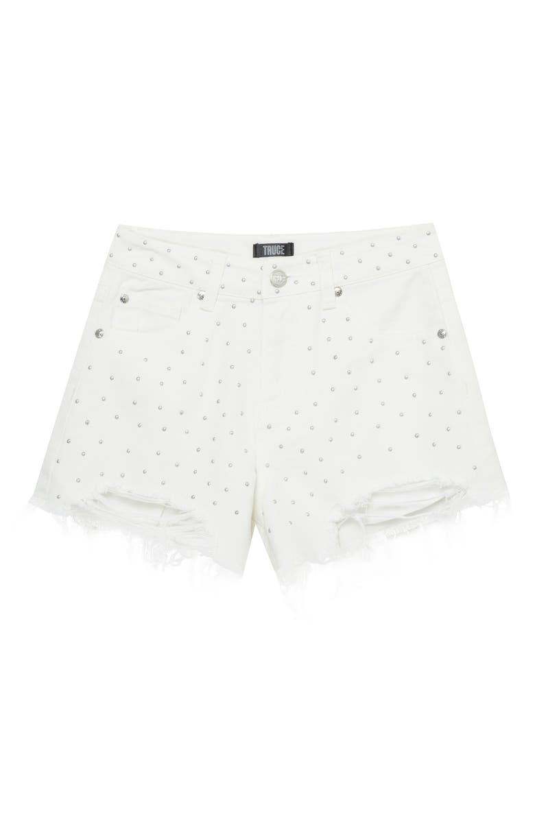 Truce Kids' Studded Denim Shorts, Main, color, Off-White