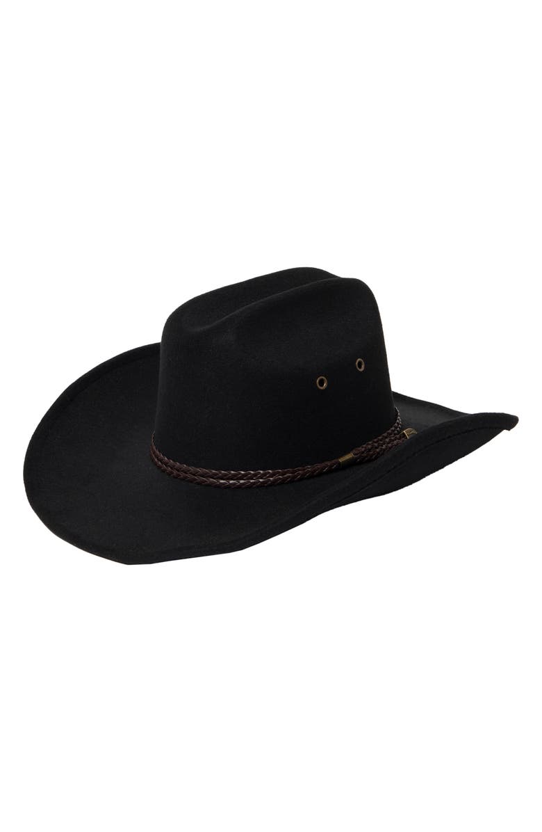 San Diego Hat Cattleman's Crease Fedora, Main, color, Black