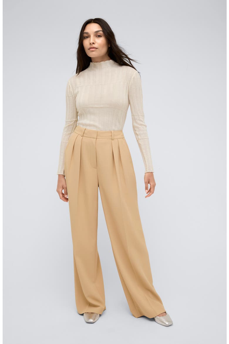Pleated High Waist Wide Leg Pants, Alternate, color, MOONLIGHT