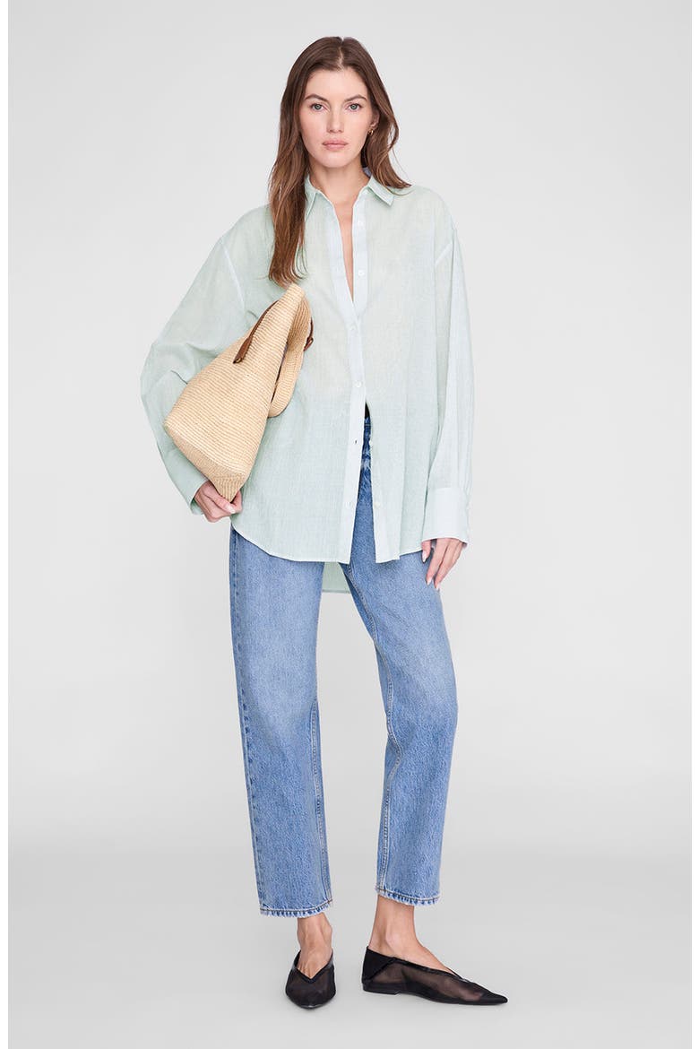 Plaza Shirt, Main, color, Green And White Mini Stripe