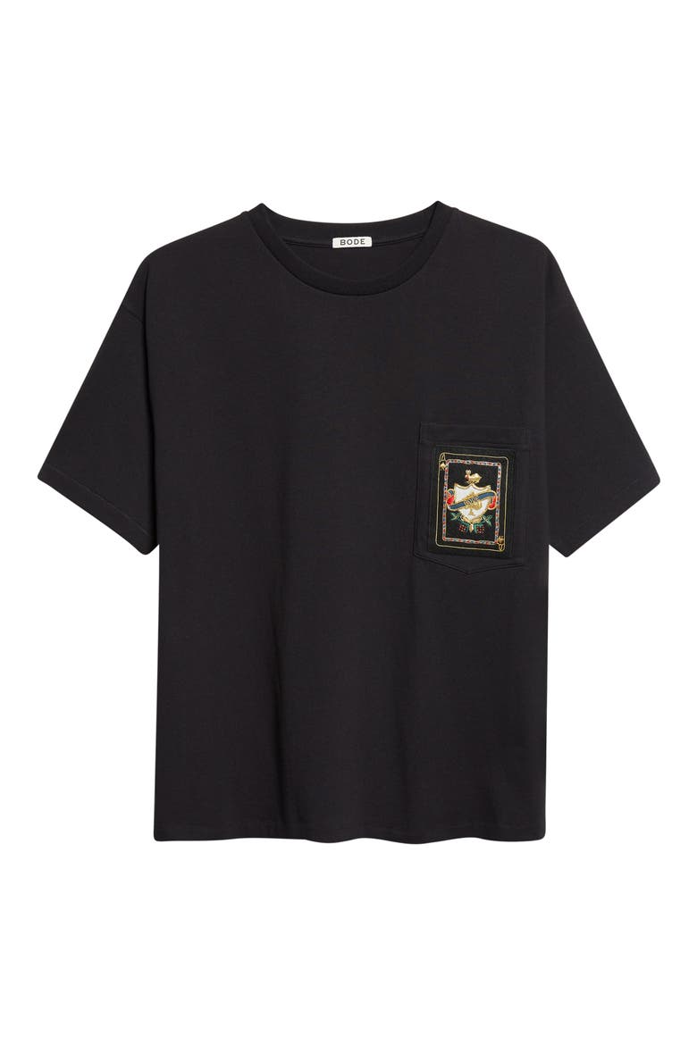 Bullion Card Embroidered Cotton Pocket T-Shirt, Alternate, color, BLACK