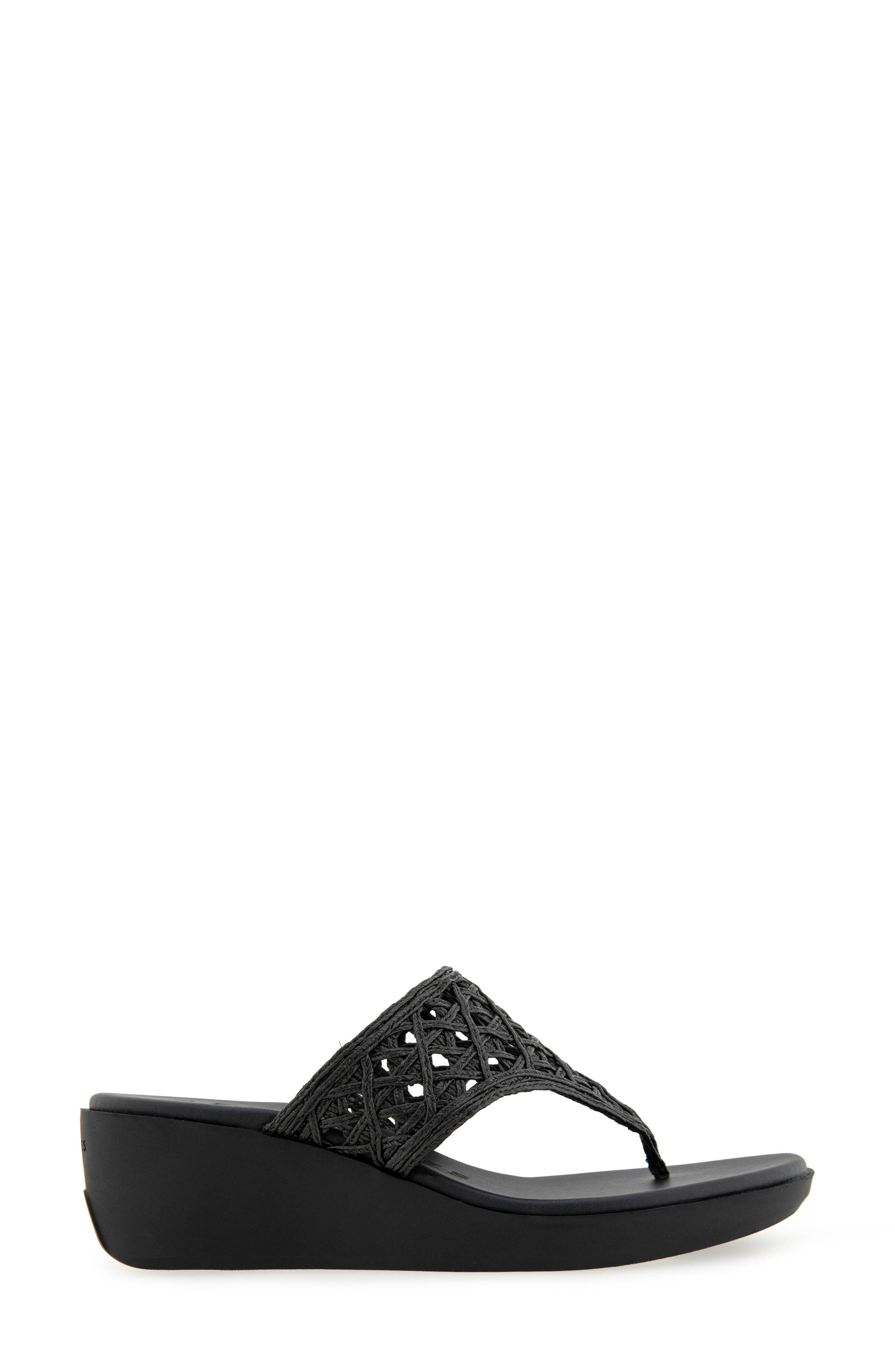 Aerosoles Ivie Wedge Sandal, Alternate, color, Black Raffia