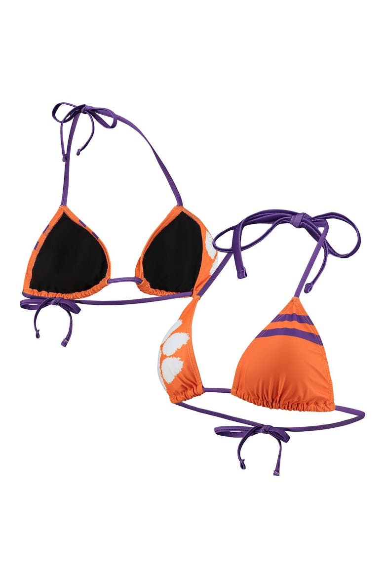 Women's FOCO Orange Clemson Tigers Wordmark Bikini Top, Main, color, Orange