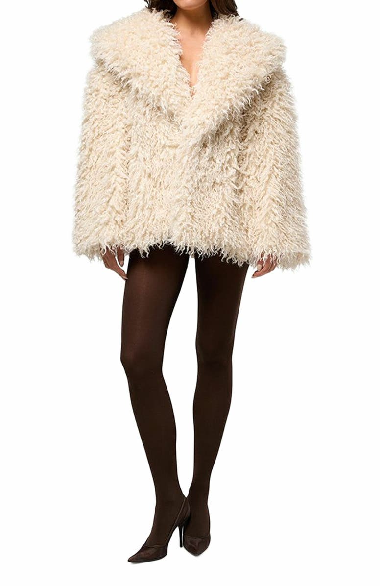 WeWoreWhat Shawl Collar Faux Fur Coat, Alternate, color, 