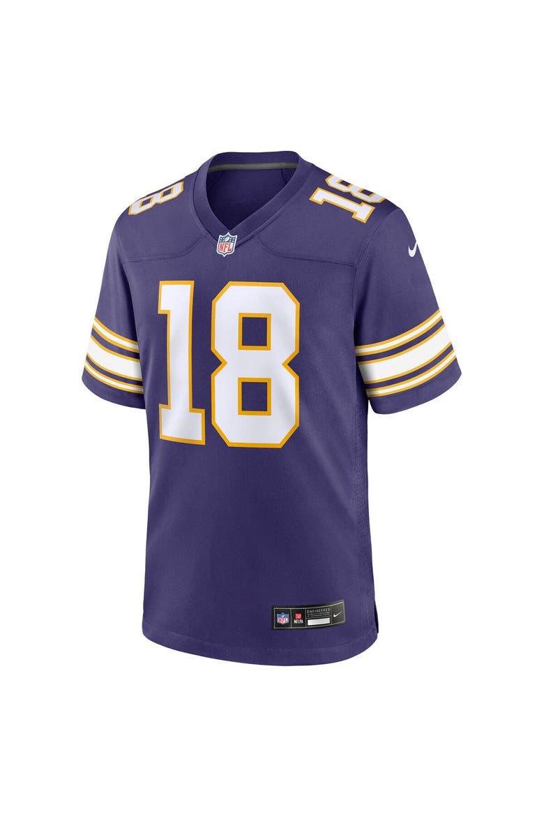 Men's Nike Justin Jefferson Purple Minnesota Vikings Classic Player Game Jersey, Alternate, color, Purple