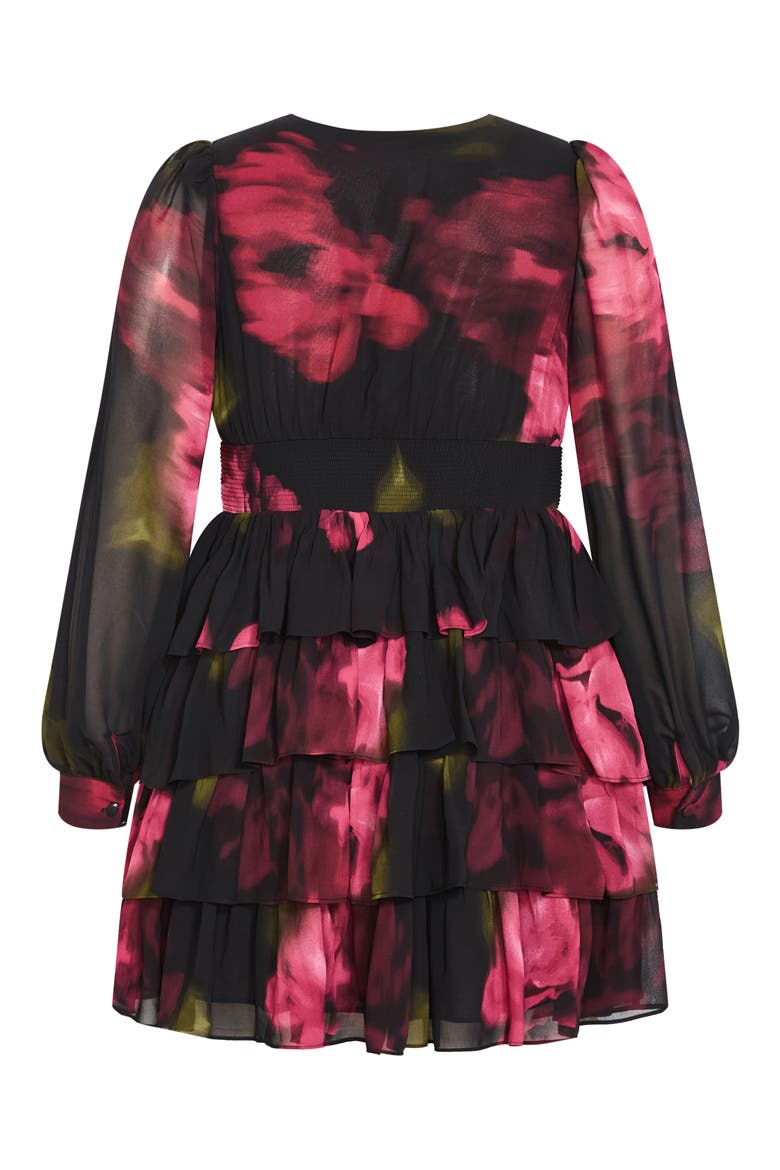 Kailey Long Sleeve Floral Print Minidress, Alternate, color, VIVID GARDEN