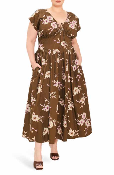 Floral V-Neck Midi Dress