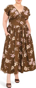 FLYING TOMATO Floral V-Neck Midi Dress