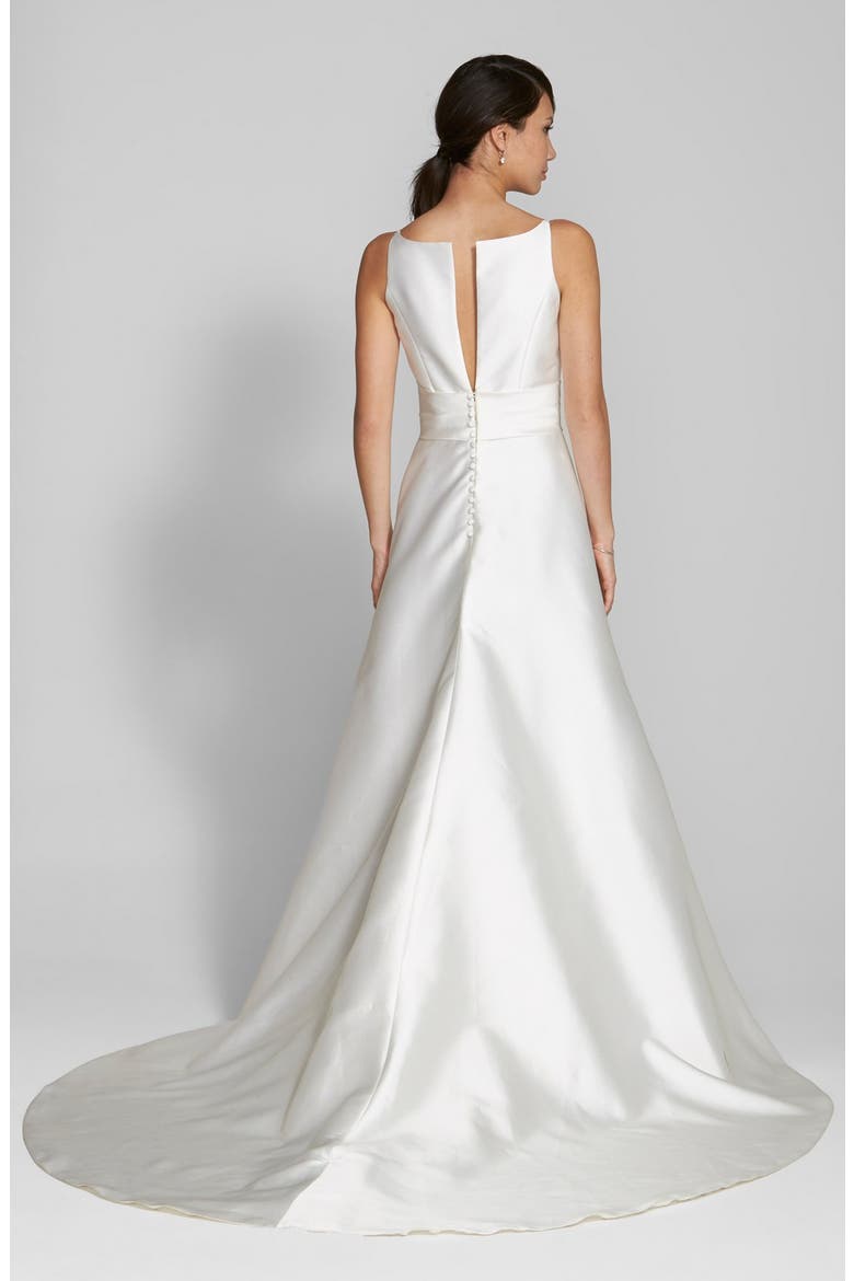 Bow Detail Mikado Dress, Alternate, color, IVORY