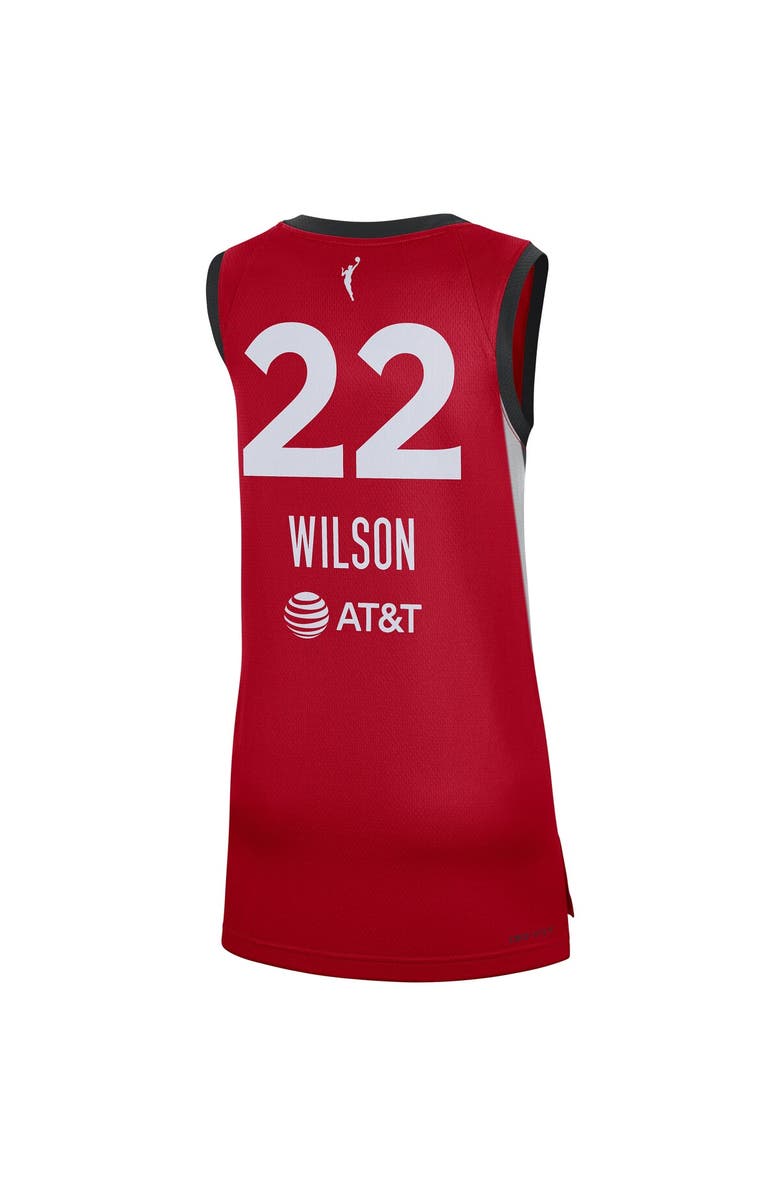 Nike Unisex Nike A'ja Wilson Red Las Vegas Aces Rebel Edition Player Jersey, Alternate, color,