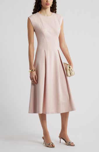 Pleated Cap Sleeve Ponte Dress
