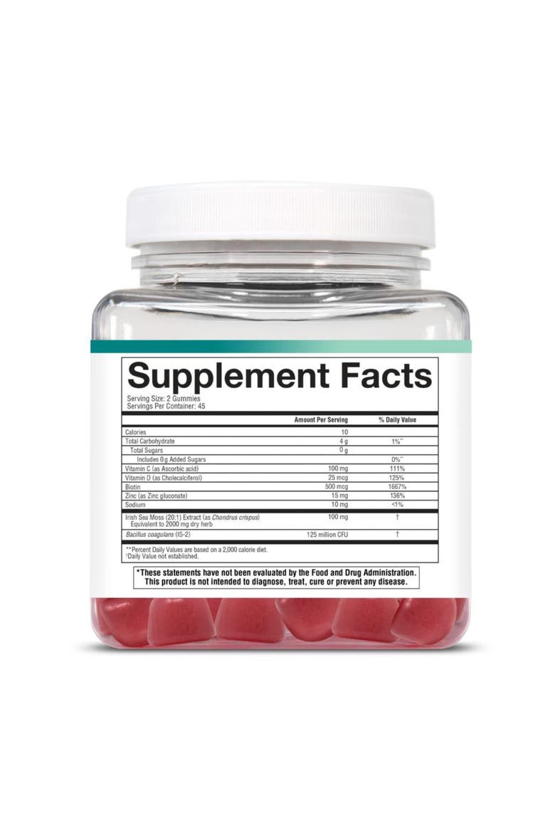 Zero Sugar Irish Sea Moss Gummy Supplement 90 Count, Alternate, color, None