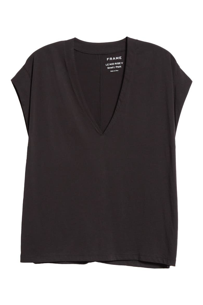 Le Mid Rise V-Neck T-Shirt, Alternate, color, NOIR