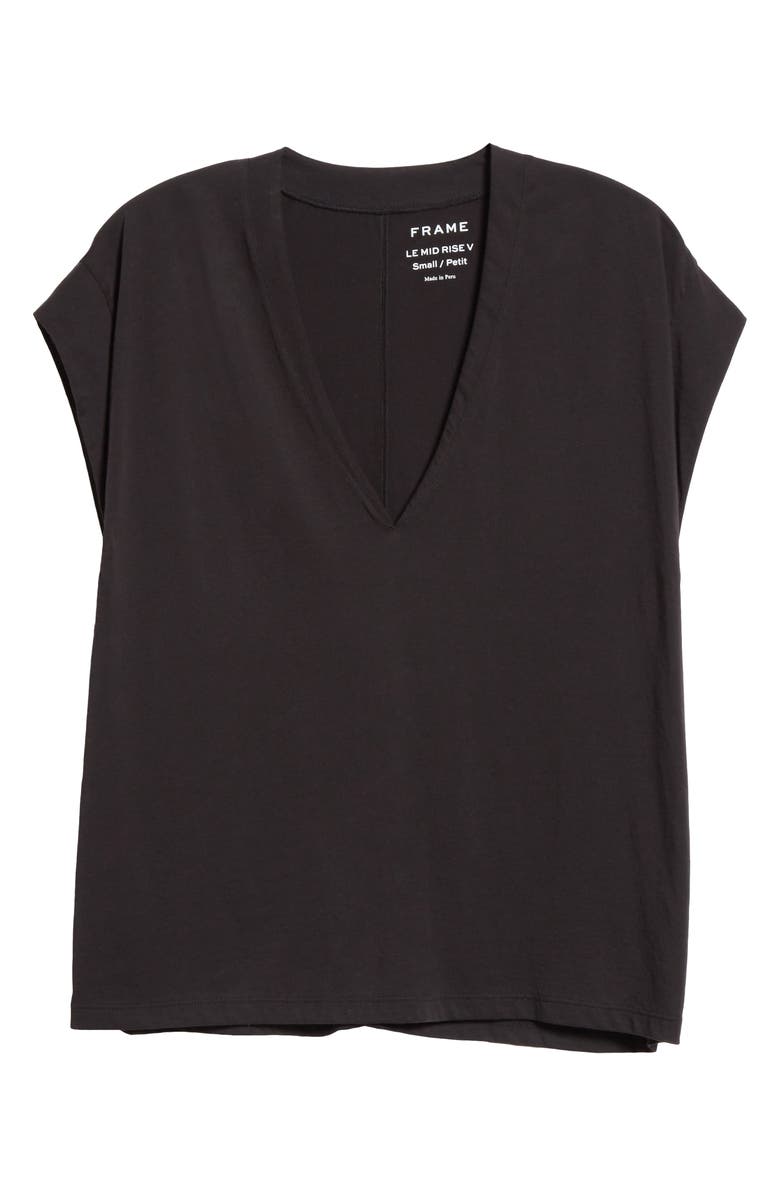 FRAME Le Mid Rise V-Neck T-Shirt, Alternate, color, Noir