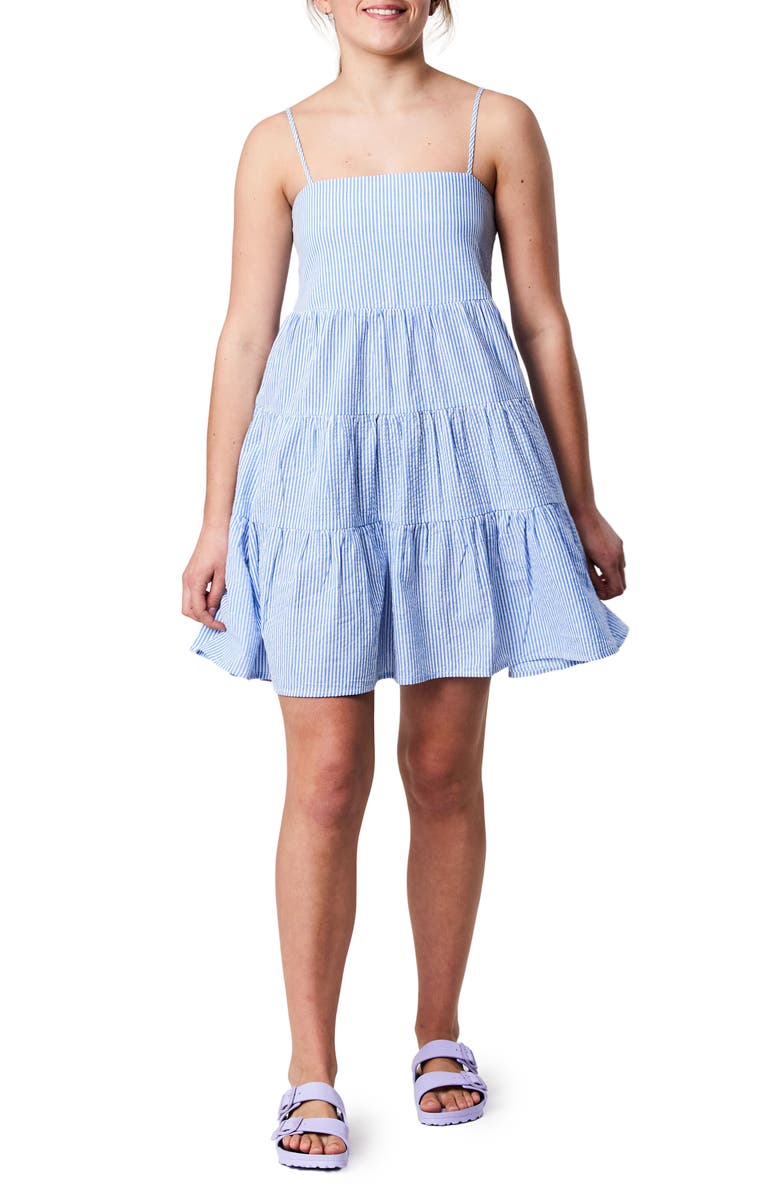 Snapper Rock Kids' Stripe Cotton Seersucker Tiered Sundress, Alternate, color, 