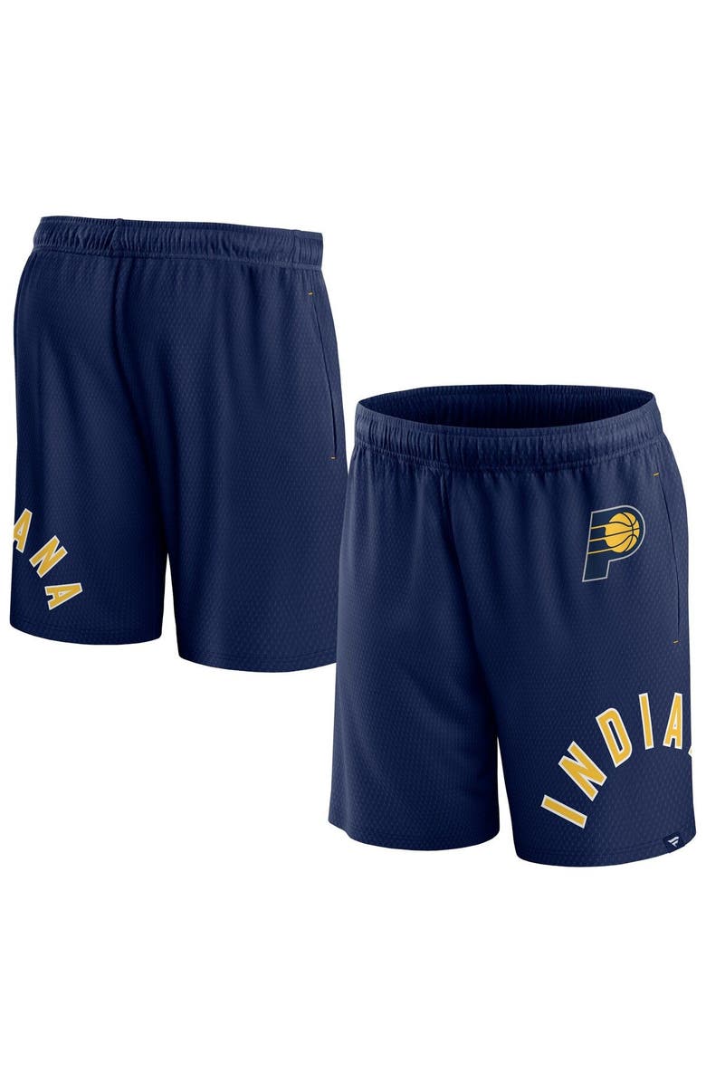 FANATICS Men's Fanatics Branded Navy Indiana Pacers Free Throw Mesh Shorts, Main, color, 