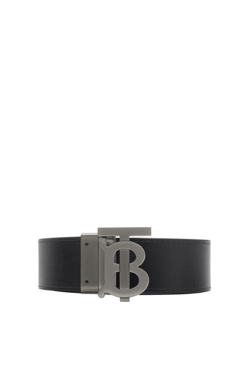 Burberry Reversible Check Tb Belt In Black