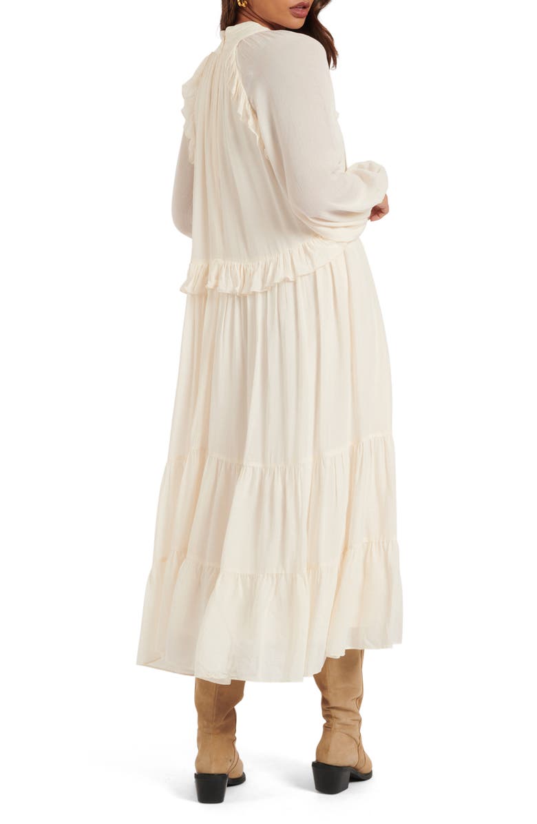 Nobody's Child Bohana Long Sleeve Ruffle Midi Dress, Alternate, color, Cream