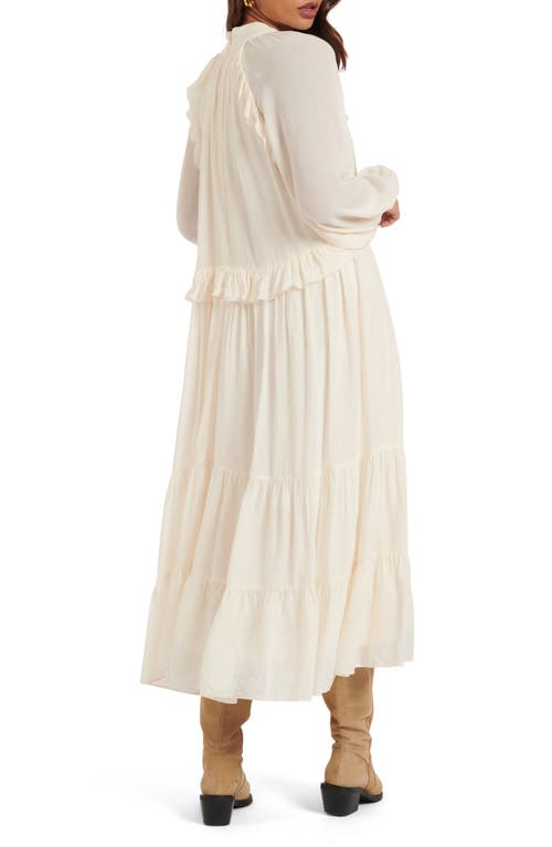 NOBODY'S CHILD NOBODY'S CHILD BOHANA LONG SLEEVE RUFFLE MIDI DRESS 