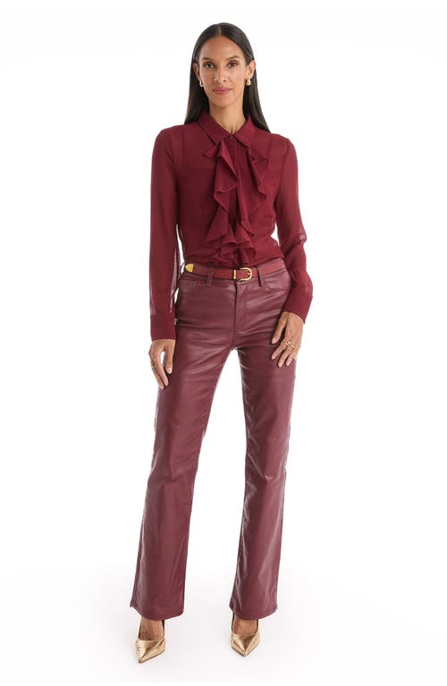 The Noli Shop Aria Coated Flare Jean Petite In Brown