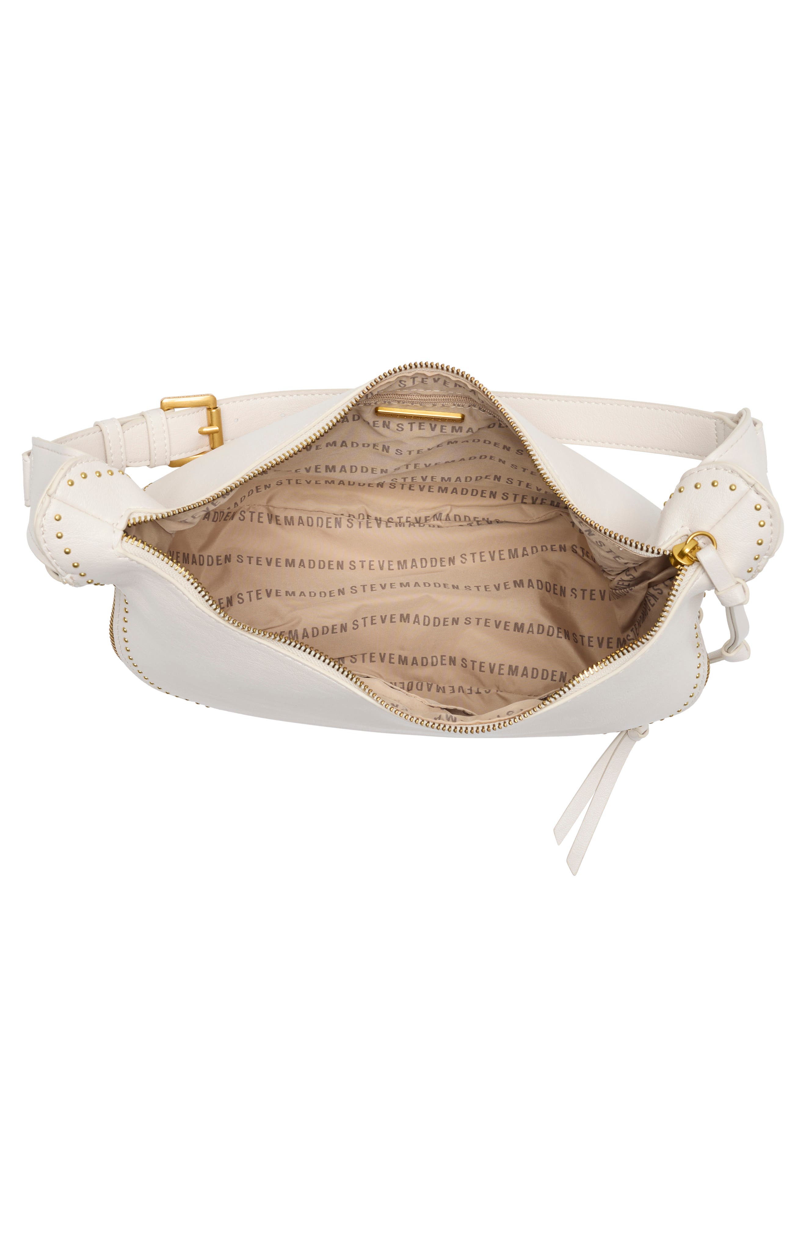 Steve Madden Ally Studded Shoulder Bag, Alternate, color, Chalk