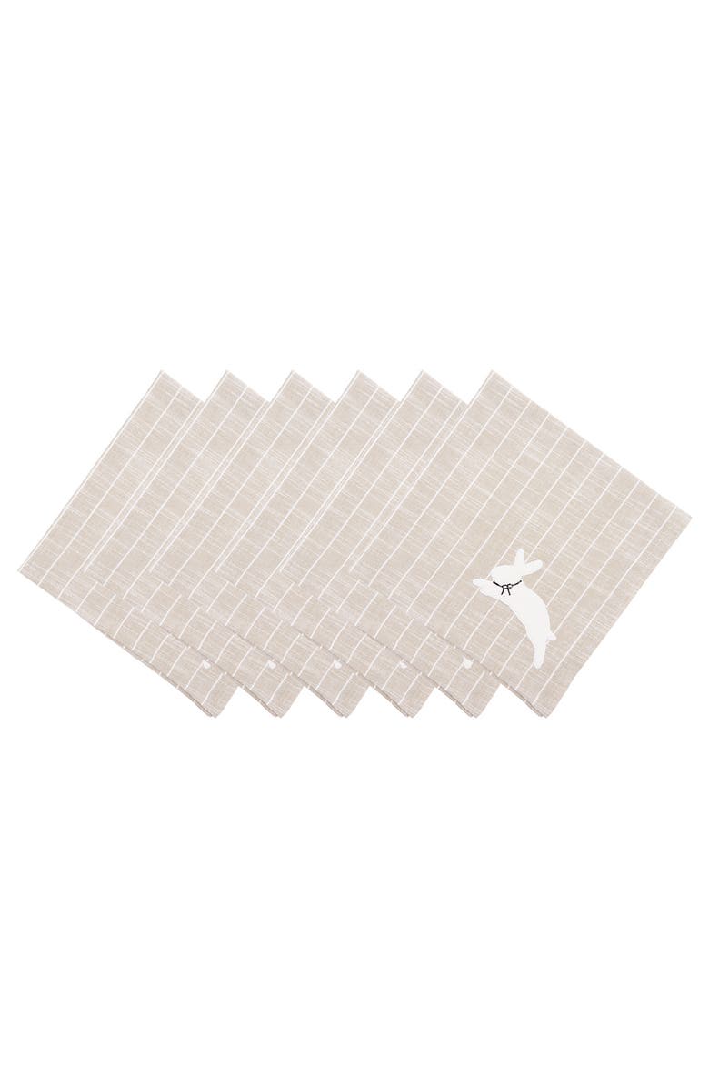C&F Home White Bunny Hop Stripe Napkin Set of 6, Main, color, Beige