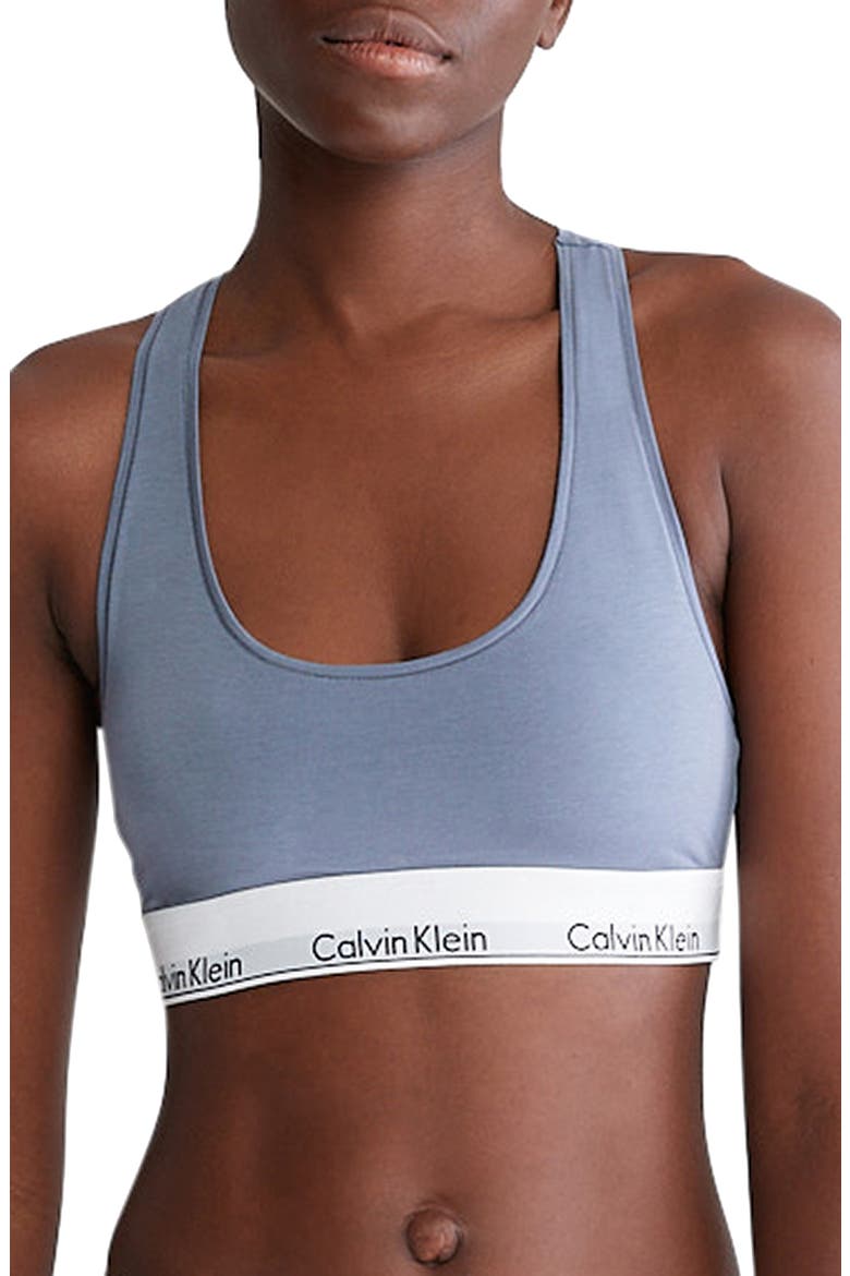 Modern Cotton Collection Unlined Cotton Blend Bralette, Main, color, PB4 FLINT STONE