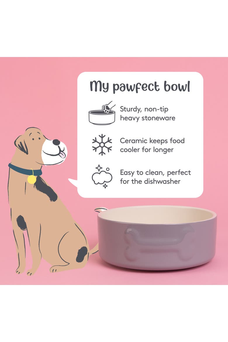 Embossed Bone Dog Bowl, 8 Inch,  50.7oz, Food and Water Dish, Alternate, color, Gray