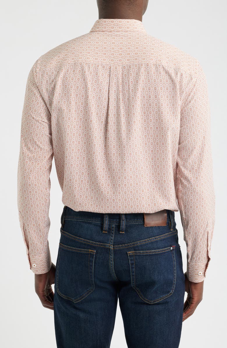 Johnston & Murphy XC+<sup>™</sup> Football Print Performance Button-Down Shirt, Alternate, color, Rust