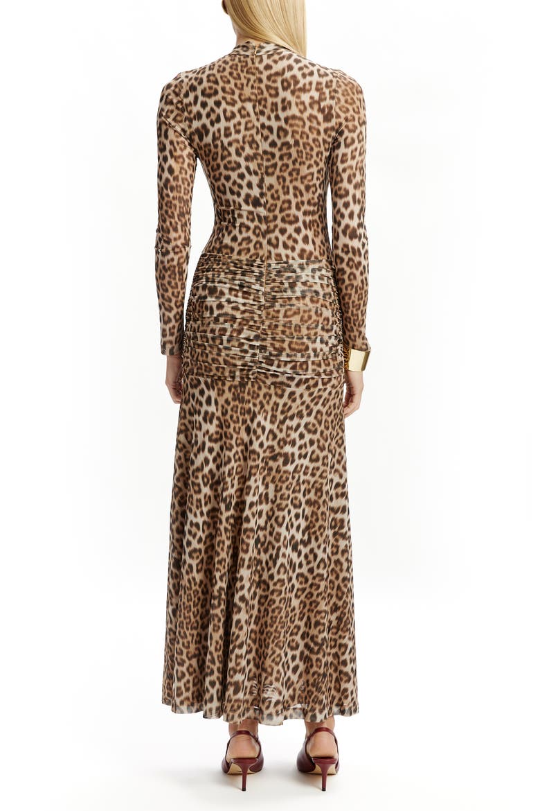 Lea Leopard Print Long Sleeve Mesh Midi Dress, Alternate, color, B LEOPARD