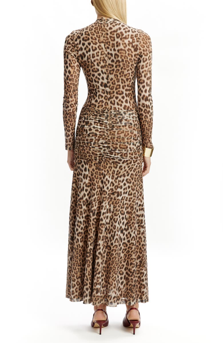 Bardot Lea Leopard Print Long Sleeve Mesh Midi Dress, Alternate, color, B Leopard