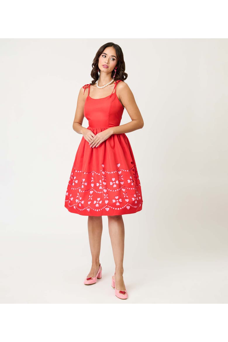 1950s Bobbie Swing Dress, Alternate, color, Red W/Pink Hearts